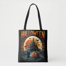 Bolsa Tote Scary Moonlit Haunted Castle Grim Reaper Halloween