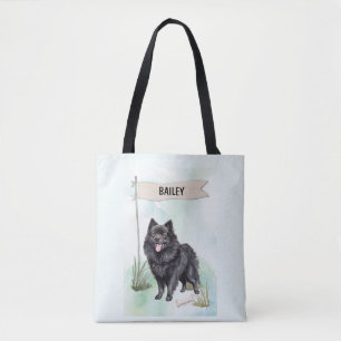 Bolsa Tote Schipperke Aquarela Cachorro Personalizado
