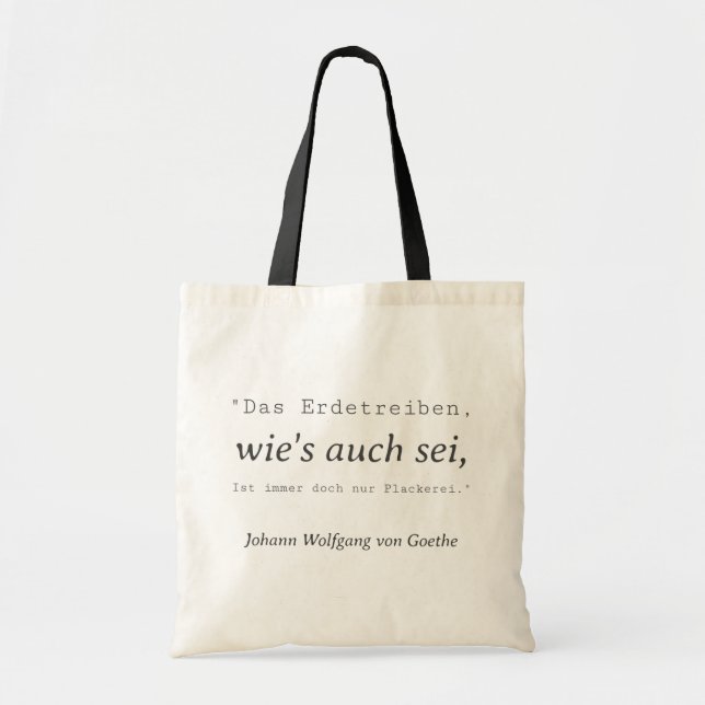 Bolsa Tote Schlichte Goethe Zitat Das Erdetreiben (Frente)