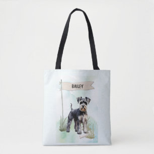 Bolsa Tote Schnauzer Aquarela Cachorro Personalizado