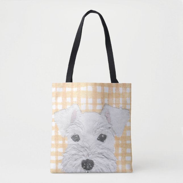 Bolsa Tote Schnauzer, branco, moderno (Frente)