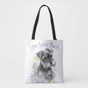 Bolsa Tote Schnauzer Cachorro Mãe Floral