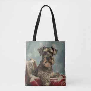 Bolsa Tote Schnauzer Cachorro Natal Festivo