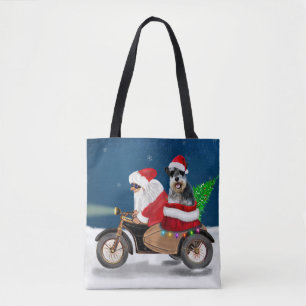 Bolsa Tote Schnauzer Cachorro Natal Papai Noel