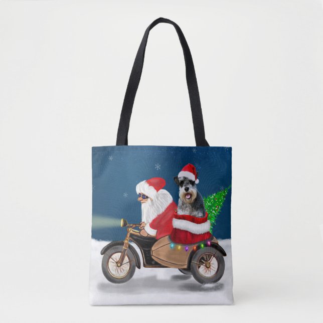 Bolsa Tote Schnauzer Cachorro Natal Papai Noel (Frente)
