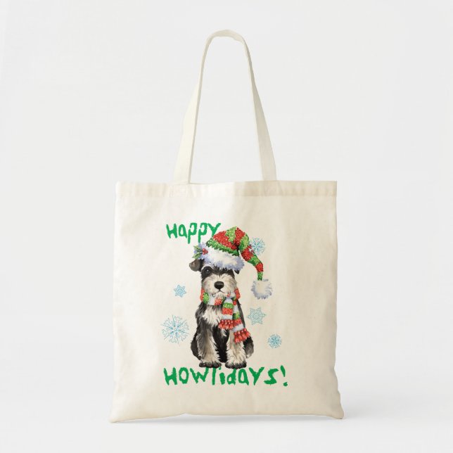 Bolsa Tote Schnauzer diminuto feliz de Howlidays (Frente)