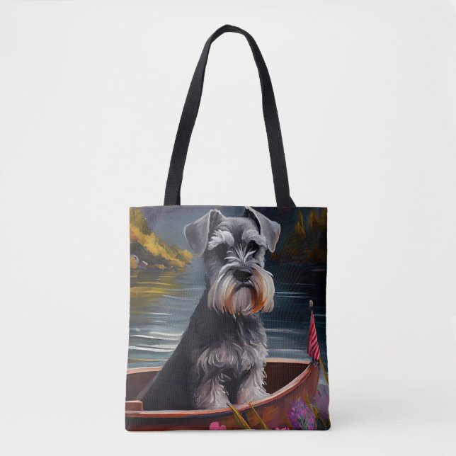 Bolsa Tote Schnauzer em um remo: Uma aventura cênica (Frente)