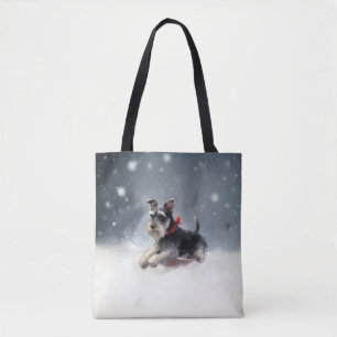 Bolsa Tote Schnauzer miniatura Natal neve inverno