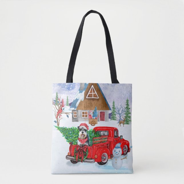 Bolsa Tote Schnauzer Natal Delivery Truck Snow (Frente)