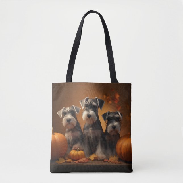 Bolsa Tote Schnauzer Puppy Autumn Delight Pumpkin (Frente)