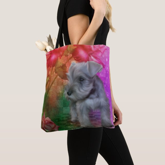 Bolsa Tote Schnauzer Puppy Dog Animal Art (Close Up)