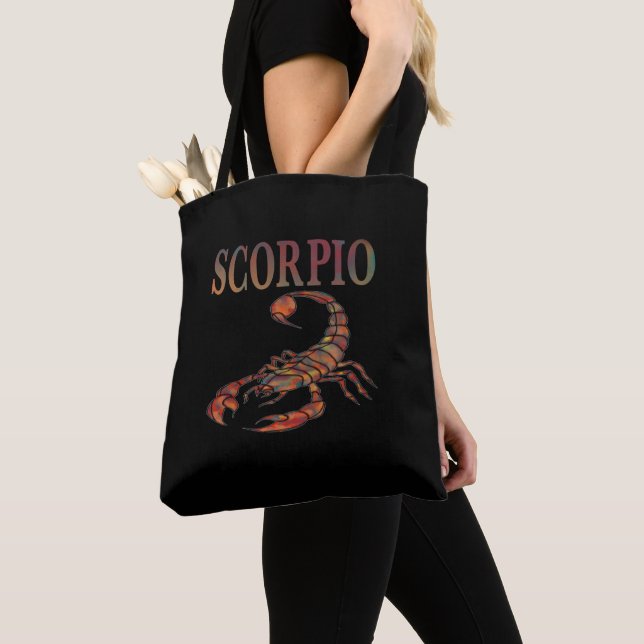 Bolsa Tote Scorpio Zodiac Símbolo Preto Shoulder Token Bag (Close Up)