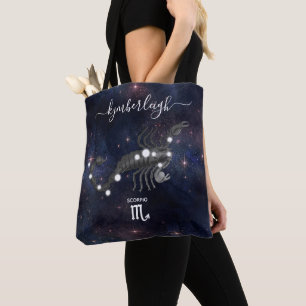 Bolsa Tote Scorpio Zodiac - Sinal Cósmico - Marinho