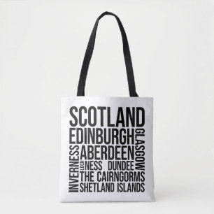 Bolsa Tote Scotland Cities Word Art - Edinburgh Viagem
