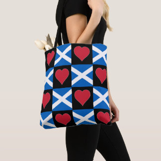 Bolsa Tote Scotland Flag Heart Pattern Patriotic Scottish