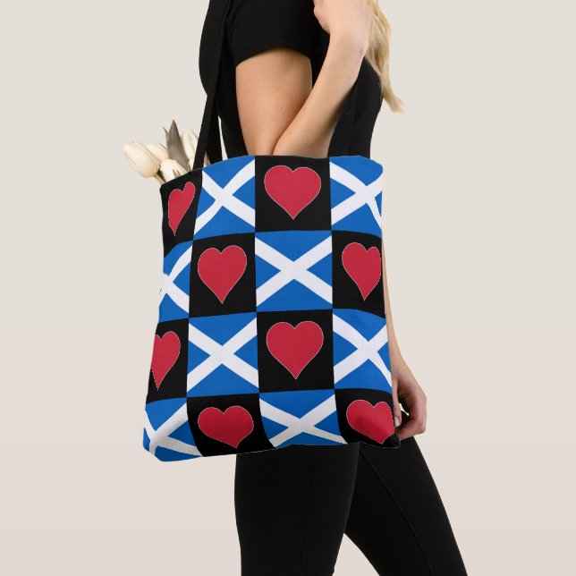 Bolsa Tote Scotland Flag Heart Pattern Patriotic Scottish (Close Up)