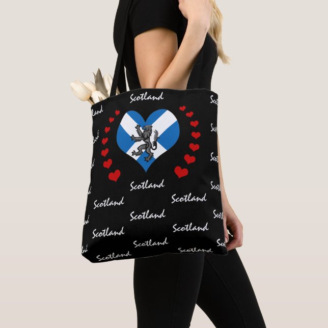 Bolsa Tote Scotland Flag & Heart Scottish Flag (Close Up)