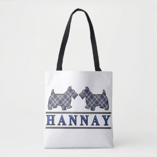 Bolsa Tote Scottish Clan Hannay Scottie Dogs Tartan Xadrez