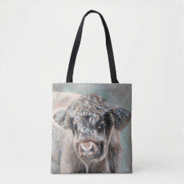 Bolsa Tote Scottish Highland Cow on Green