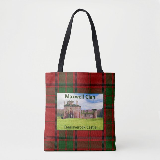 Bolsa Tote Scottish Maxwell Caerlaverock Castle Clan Tartan (Frente)
