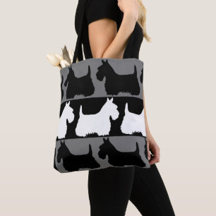 Bolsa Tote Scottish Terrier black/red/white, Highland dog Tot