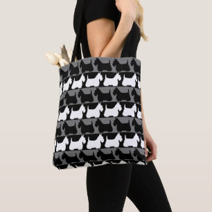 Bolsa Tote Scottish Terrier black/red/white, Highland dog Tot
