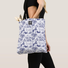 Bolsa Tote SCOTTISH Terrier Blue Toile