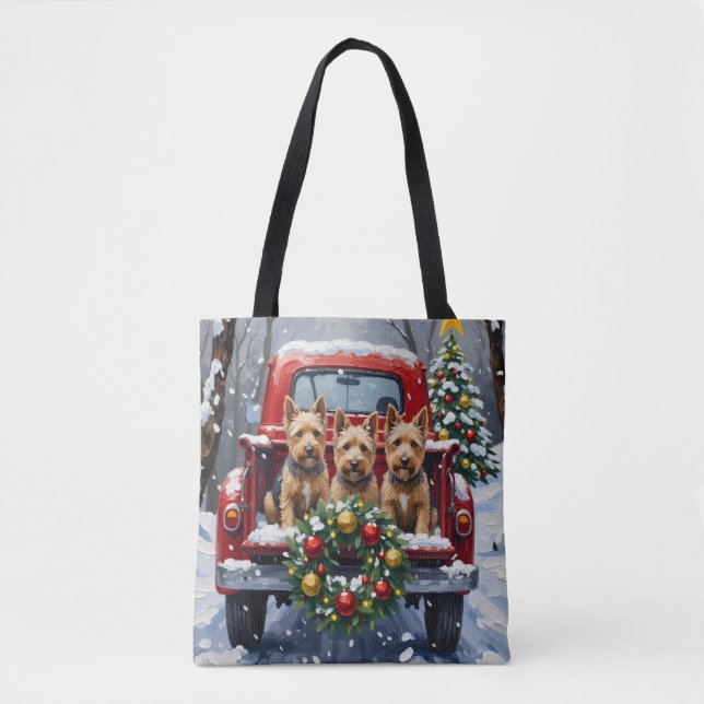 Bolsa Tote Scottish Terrier Christmas Red Truck Holiday (Frente)