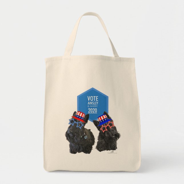Bolsa Tote Scottish Terriers Ainsley e Harry VOTE (Frente)