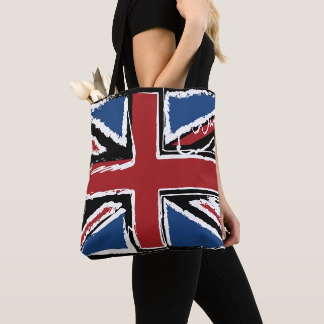 Bolsa Tote Scribble do abstrato de Union Jack (Close Up)
