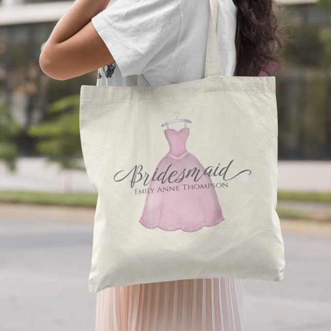 Bolsa Tote Script de Caligrafia Whimssmaid, Rosa-Rosa-Gelada (Criador carregado)