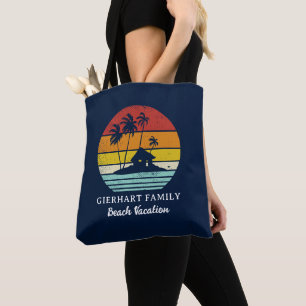 Bolsa Tote Script de Férias Costeiras para Família na Praia R
