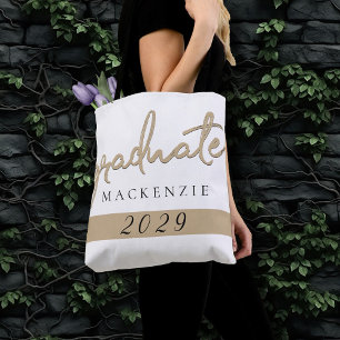 Bolsa Tote Script Dourado do formando   Pincel Mão Escrita