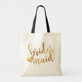 Bolsa Tote Script Dourado Manuscrito PixDezines Bridesmaid/Fa