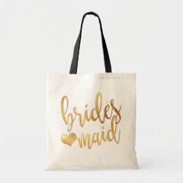 Bolsa Tote Script Dourado Manuscrito PixDezines Bridesmaid/Fa