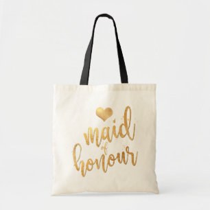 Bolsa Tote Script Dourado PixDezines Madrinha de casamento/Fa