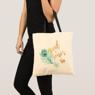 Bolsa Tote Script Dourado PixDezines para Madrinha de casamen