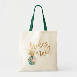 Bolsa Tote Script Dourado PixDezines Pineapple/Bridesmaid/Fau