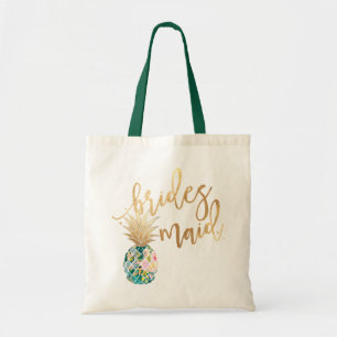 Bolsa Tote Script Dourado PixDezines Pineapple/Bridesmaid/Fau