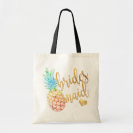 Bolsa Tote Script Dourado PixDezines Pineapple Bridesmaid/Fau