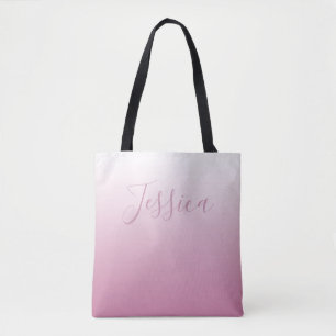 Bolsa Tote Script Elegante & Rosa (qualquer cor) Ombre Editáv
