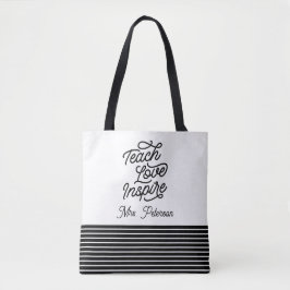 Bolsa Tote Script Estiloso Ensine Amor Inspire Professor