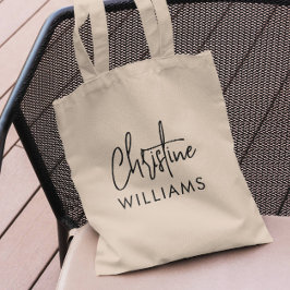 Bolsa Tote Script manuscrito mínimo de monograma de assinatur