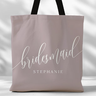 Bolsa Tote Script Moderno da Bridesmaid da Lavanda empoeirada