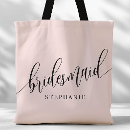 Bolsa Tote Script Moderno da Bridesmaid Rosa Blush