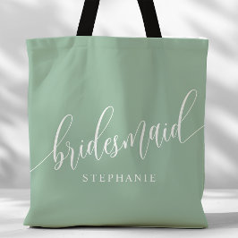 Bolsa Tote Script Moderno do Dusty Mint Bridesmaid