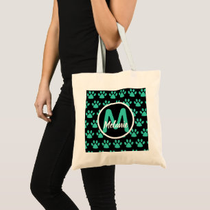 Bolsa Tote Script Monograma de Impressão Teal Cuja Mancha