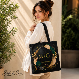 Bolsa Tote Script Personalizado em Moldura Abstrata de Ouro P