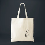 Bolsa Tote Script Personalizado Inicial Preto Monograma<br><div class="desc">Simples,  moderno e elegante. O texto e a cor do texto são totalmente personalizáveis. Perfeito como um presente para madrinhas,  lembrança de casamento,  presente de aniversário ou formatura. Parte de uma coleção da Parcel Studios.</div>