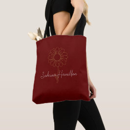 Bolsa Tote Script Personalizado Margarida Fofa Marrom Elegant
